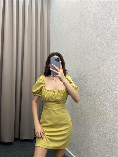 Eliza Olive Sırt Dekolte Elbise