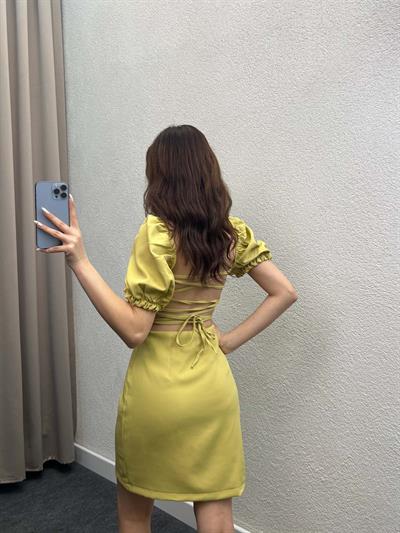 Eliza Olive Sırt Dekolte Elbise