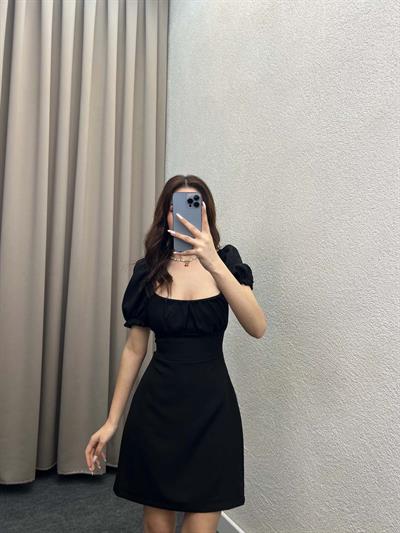 Eliza Siyah Sırt Dekolte Elbise