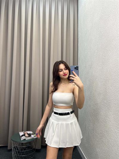 Enjoy Piliseli Beyaz Şort Etek
