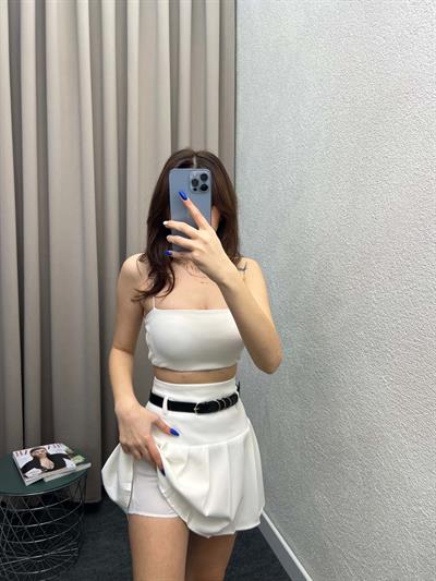 Enjoy Piliseli Beyaz Şort Etek