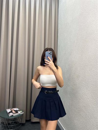 Enjoy Piliseli Lacivert Şort Etek