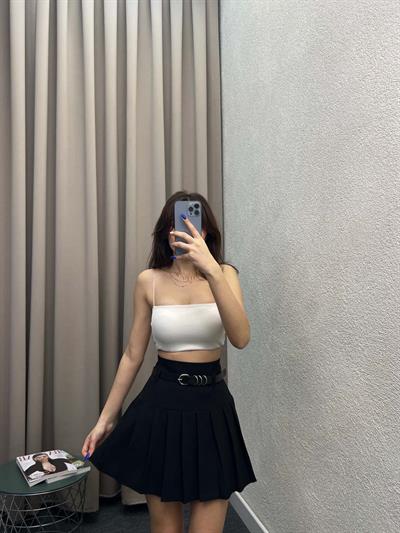 Enjoy Piliseli Siyah Şort Etek