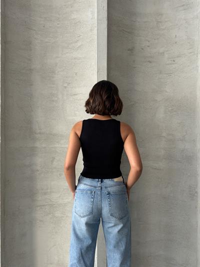 FİTİLLİ KUMAŞ ALO NAKIŞLI ATLET SİYAH