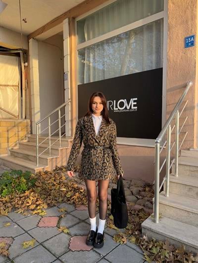 Flamenko Leopar Blazer Ceket