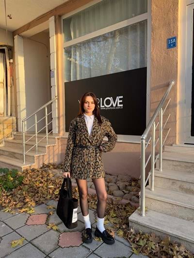 Flamenko Leopar Blazer Ceket