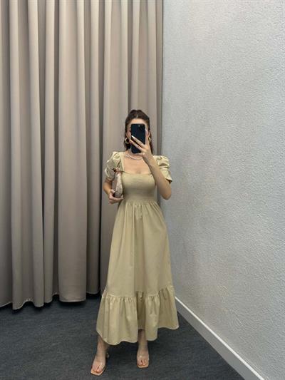 Foas Bej Poplin Elbise