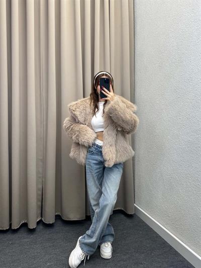 Foggia Şal Yaka Krem Kürk Ceket