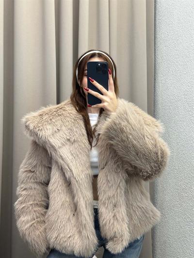 Foggia Şal Yaka Krem Kürk Ceket