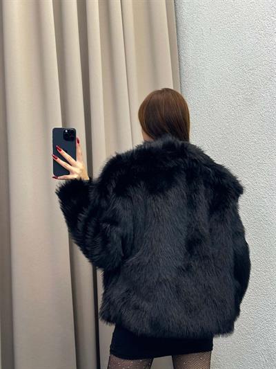 Foggia Şal Yaka Siyah Kürk Ceket