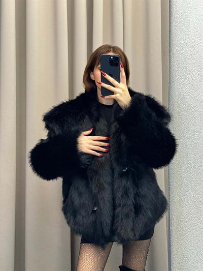 Foggia Şal Yaka Siyah Kürk Ceket