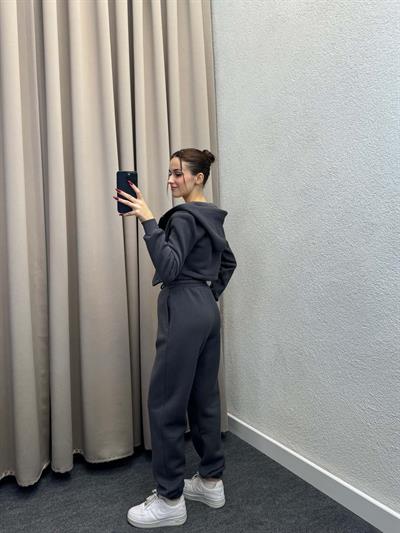 Girdle Üç İplik Şardonlu Füme Eşofman Takımı