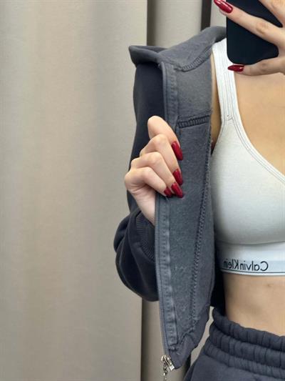 Girdle Üç İplik Şardonlu Füme Eşofman Takımı