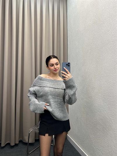 Gravity Gri Triko Oversize Kazak