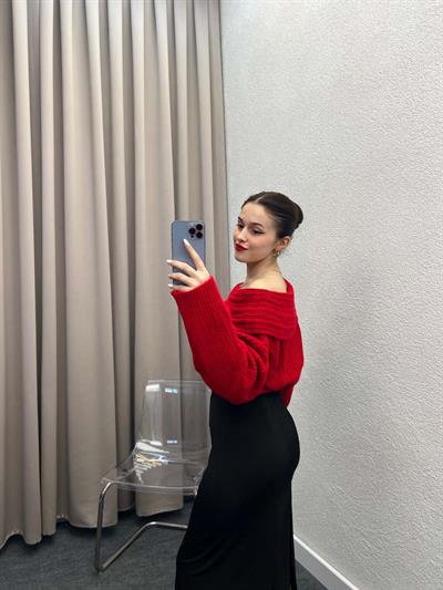 Gravity Kırmızı Triko Oversize Kazak