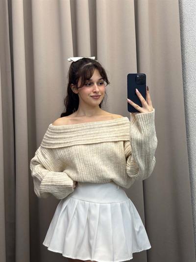 Gravity Krem Oversize Triko Kazak