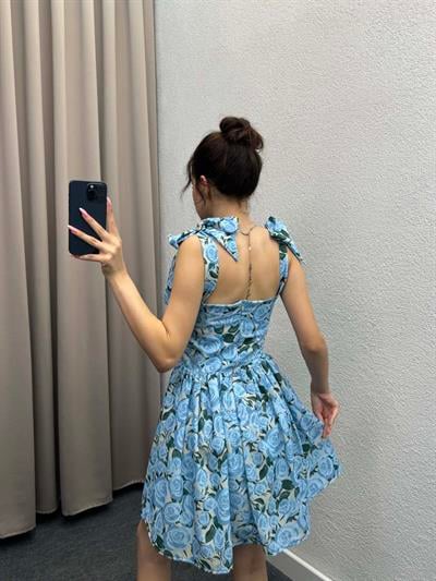 Güllü Mavi Bani Elbise