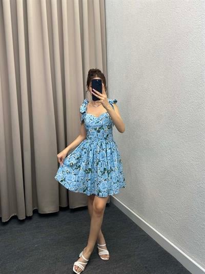 Güllü Mavi Bani Elbise