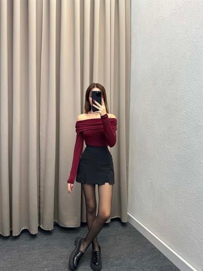 Halikarnas Kayık Yaka Bordo Bluz