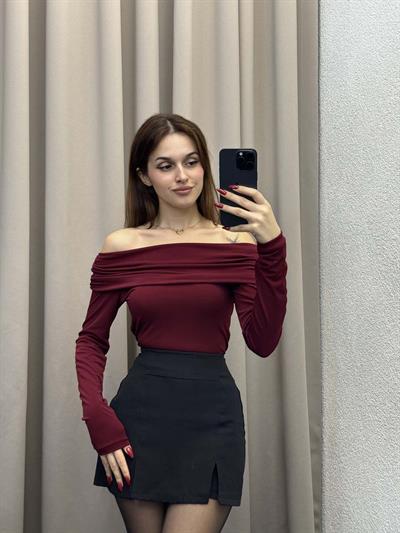 Halikarnas Kayık Yaka Bordo Bluz