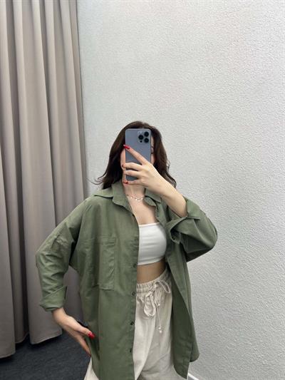 Ham Keten Haki Gömlek