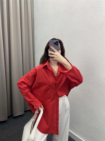 Ham Keten Kırmızı Gömlek