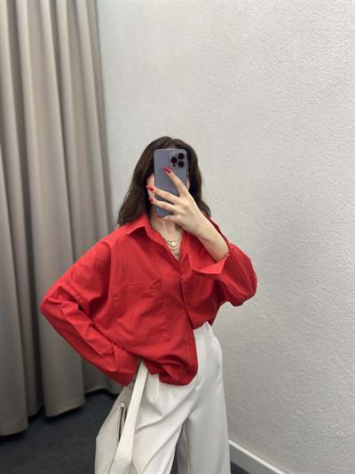 Ham Keten Kırmızı Gömlek