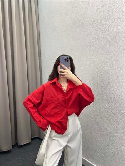 Ham Keten Kırmızı Gömlek