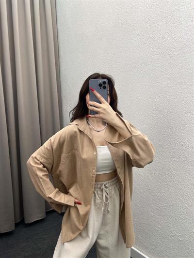 Ham Keten Krem Gömlek