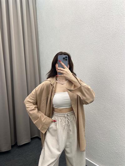 Ham Keten Krem Gömlek