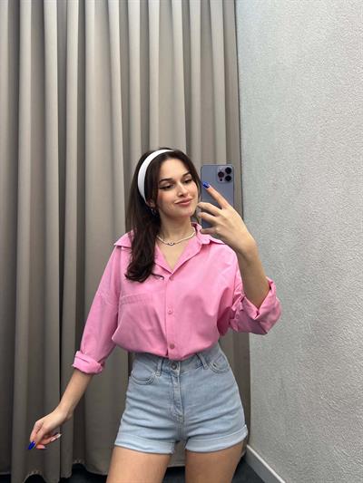 Asterix Dokuma Pembe Gömlek