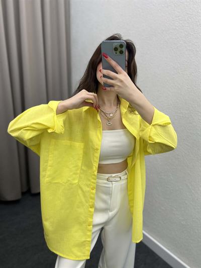 Ham Keten Sarı Gömlek