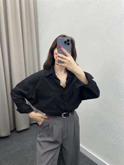 Ham Keten Siyah Gömlek