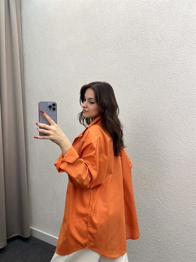 Ham Keten Turuncu Gömlek