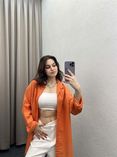 Ham Keten Turuncu Gömlek