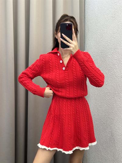 Heide Kırmızı Triko Takım