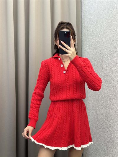 Heide Kırmızı Triko Takım