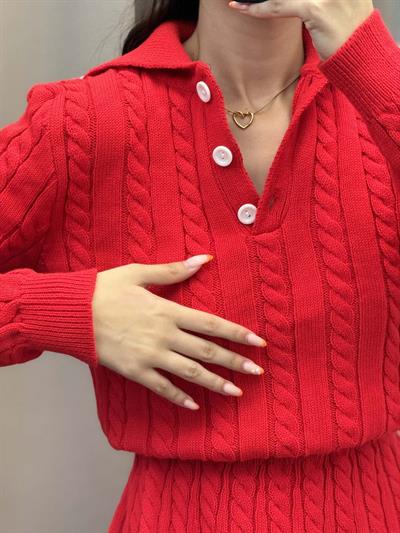 Heide Kırmızı Triko Takım