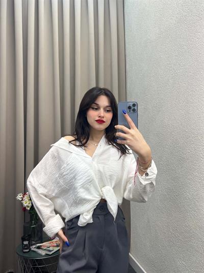 Hein Beyaz Krinkıl Kumaş Gömlek