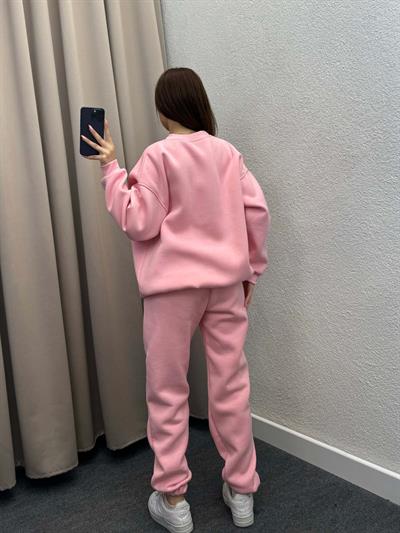 Hola Üç İplik Şardonlu Pembe Eşofman Takım