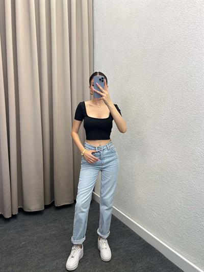 Horea Kare Yaka Siyah Crop