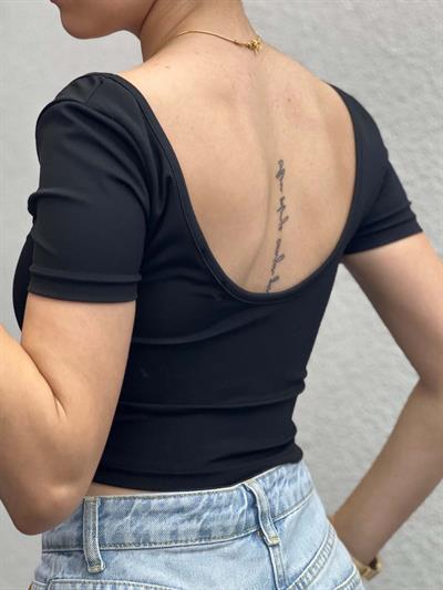 Horea Kare Yaka Siyah Crop