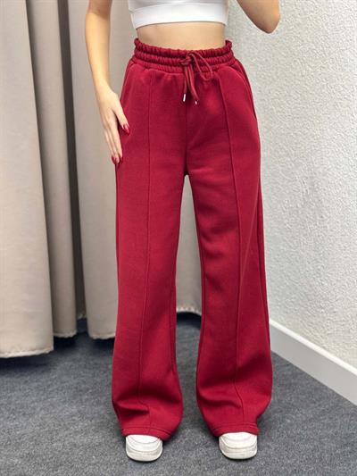 Husky Oversize Yüksek Bel Bordo Eşofman Altı