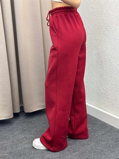 Husky Oversize Yüksek Bel Bordo Eşofman Altı