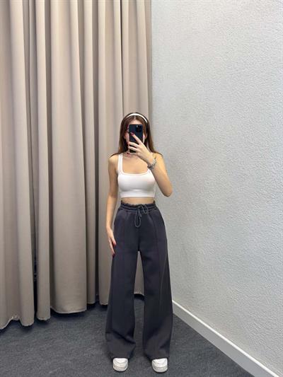 Husky Oversize Yüksek Bel Füme Eşofman Altı