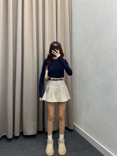 Kadın Basic Uzun Kol Lacivert Body