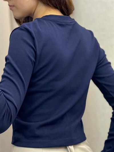 Kadın Basic Uzun Kol Lacivert Body