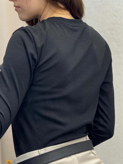 Kadın Basic Uzun Kol Siyah Body