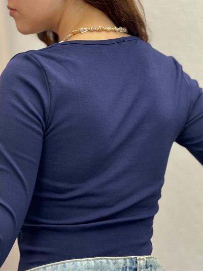 Kadın Kare Yaka Lacivert Body