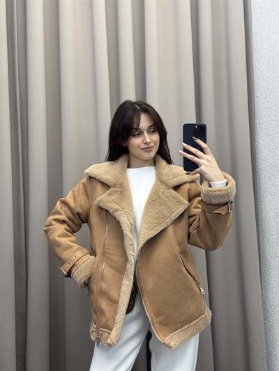 Lares Uzun Kahve Süet Ceket